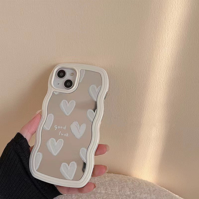 Coque miroir "Love" à bords ondulés