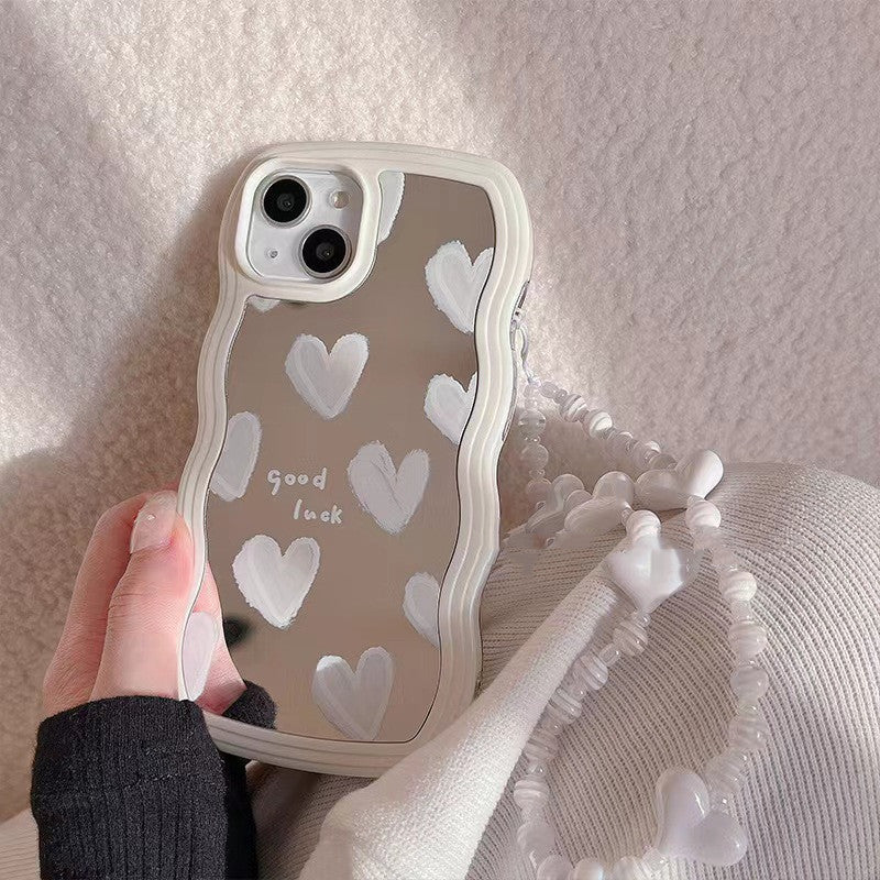 Coque miroir "Love" à bords ondulés